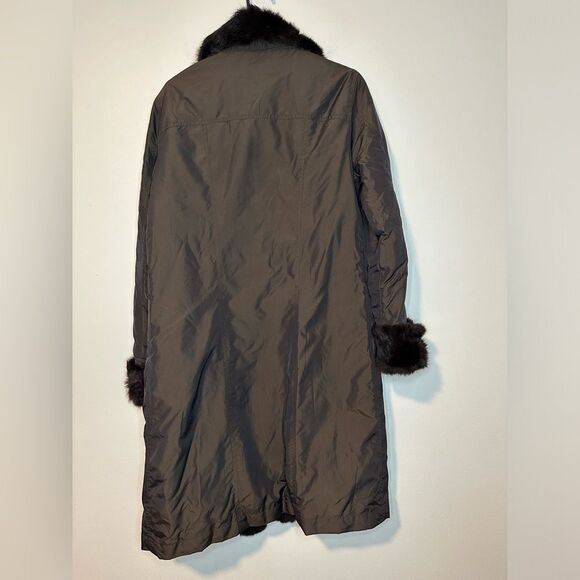 Zara Woman Wind Water Repellant Fax Fur Hooded Duster Coat Sz M Mob Wife Street - Picture 3 of 6